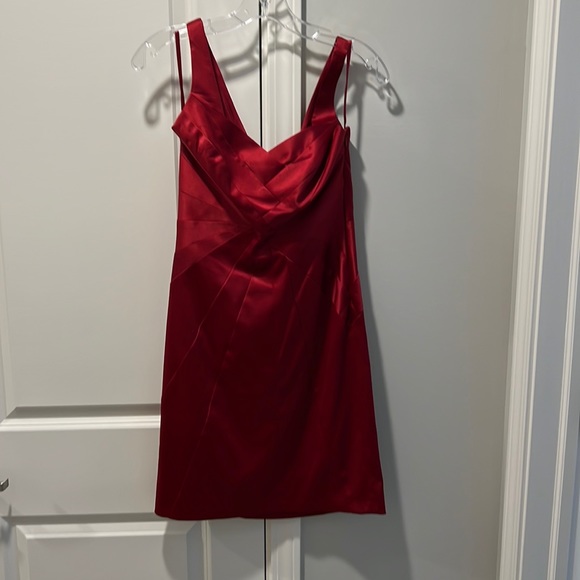 Max & Cleo Red Satin Cocktail Dress - Picture 1 of 5